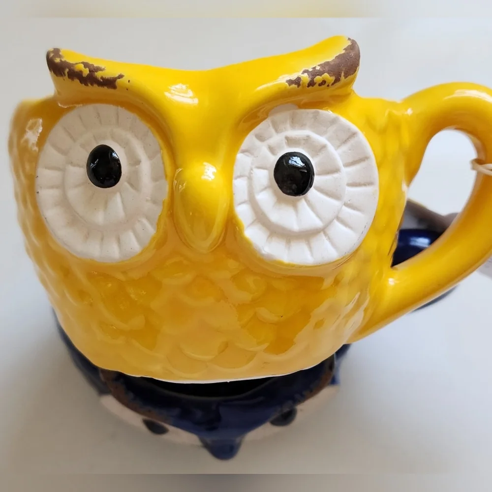 Transpac Yellow Blue Owl Mugs 6 Oz Capacity Set Of Two New With‎ Tag
